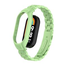 Per custodia in metallo integrata Xiaomi Mi Band 8 + cinturino per orologio a tre sfere (verde matcha)