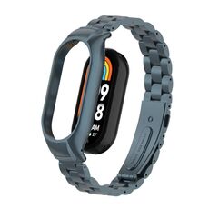 Per custodia in metallo integrata Xiaomi Mi Band 8 + cinturino per orologio a tre sfere (grigio titanio)