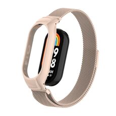 Custodia in metallo integrata per Xiaomi Mi Band 8 + cinturino magnetico milanese (rosa loto)