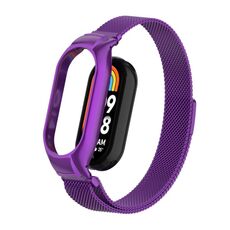 Custodia in metallo integrata per Xiaomi Mi Band 8 + cinturino magnetico milanese (viola)