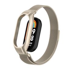 Custodia in metallo integrata per Xiaomi Mi Band 8 + cinturino magnetico milanese (colore Starlight)