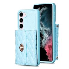 Per Samsung Galaxy S23 5G Portafoglio con fibbia in metallo orizzontale Custodia in pelle romboidale (blu)