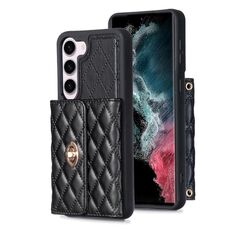 Per Samsung Galaxy S23 5G Portafoglio orizzontale con fibbia in metallo Custodia in pelle romboidale (nero)