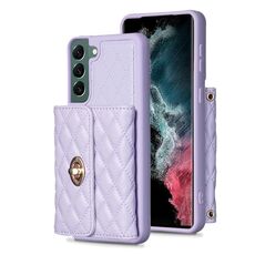 Per Samsung Galaxy S22+ 5G Portafoglio orizzontale con fibbia in metallo Custodia in pelle romboidale (viola)