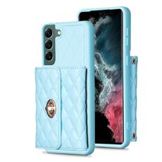 Per Samsung Galaxy S22+ 5G Portafoglio con fibbia in metallo orizzontale Custodia in pelle romboidale (blu)
