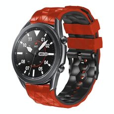 Per Ticwatch Pro X 22mm Cinturino in silicone bicolore modello calcio (rosso + nero)