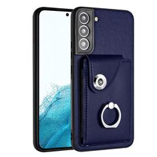 Per Samsung Galaxy S22+ 5G Custodia per telefono in PU con supporto per anello per carte di organo (blu)