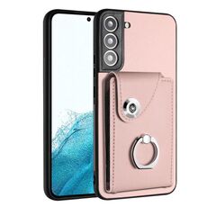 Per Samsung Galaxy S22+ 5G Custodia per telefono in PU con supporto ad anello per porta carte di organo (rosa)