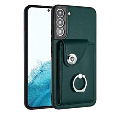 Per Samsung Galaxy S22+ 5G Custodia per telefono in PU con supporto ad anello per porta carte di organo (verde)