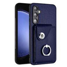 Per Samsung Galaxy S23 FE 5G Custodia per telefono in PU con supporto ad anello per porta carte di organo (blu)