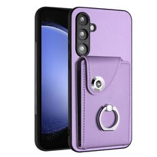 Per Samsung Galaxy S23 FE 5G Custodia per telefono in PU con supporto ad anello per porta carte di organo (viola)