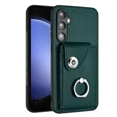 Per Samsung Galaxy S23 FE 5G Custodia per telefono in PU con supporto ad anello per porta carte di organo (verde)