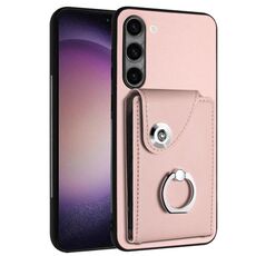 Per Samsung Galaxy S23+ 5G Custodia per telefono in PU con supporto ad anello per porta carte di organo (rosa)