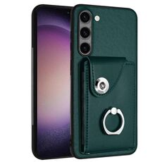 Per Samsung Galaxy S23+ 5G Custodia per telefono in PU con supporto ad anello per porta carte di organo (verde)