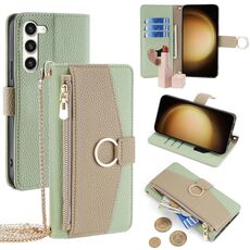 Custodia per telefono in pelle con trama crossbody Litchi per Samsung Galaxy S23+ 5G (verde)