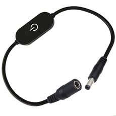 JUNSUNMAY Controller interruttore dimmer in linea touch LED DC 5,5 x 2,5 mm per colore singolo, lunghezza 30 cm (nero)