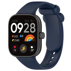 Per cinturino per orologio in silicone liquido a tinta unita Redmi Watch 4 (blu scuro)