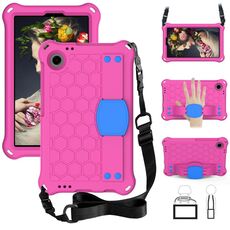 Per Blackview Tab 60 8.7 2023 Custodia per tablet PC ibrida EVA a nido d'ape con cinturino (rosa rosso + blu)