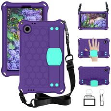 Per Blackview Tab 60 8.7 2023 Custodia per tablet PC ibrida EVA a nido d'ape con cinturino (viola + acqua)