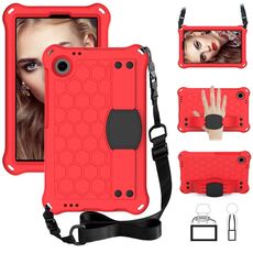 Per Blackview Tab 60 8.7 2023 Custodia per tablet PC ibrida EVA a nido d'ape con cinturino (rosso + nero)