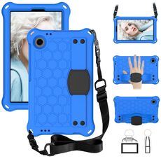 Per Blackview Tab 60 8.7 2023 Custodia per tablet PC ibrida EVA a nido d'ape con cinturino (blu + nero)