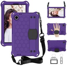 Per Alcatel Joy Tab2 2020 / 3T 8.0 Custodia per tablet PC ibrida EVA a nido d'ape con cinturino (viola + nero)