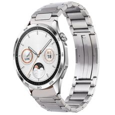 Per Huawei Watch GT4 cinturino per orologio in metallo con fibbia pieghevole a forma di H da 46 mm (argento)