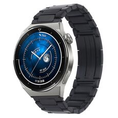 Per Huawei Watch GT3 Pro 46mm / Watch GT3 46mm Cinturino in metallo con fibbia pieghevole a forma di H in acciaio inossidabile (nero)