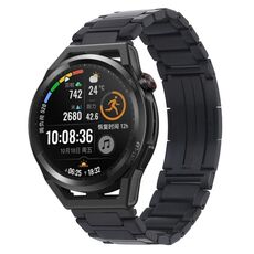 Per Huawei Watch GT Runner cinturino per orologio in metallo con fibbia pieghevole a forma di H in acciaio inossidabile (nero)