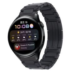 Per Huawei Watch3 / Watch3 Pro Cinturino per orologio in metallo con fibbia pieghevole a forma di H (nero)