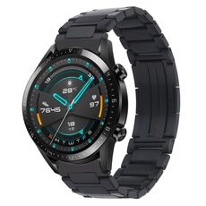 Per Huawei Watch GT2 46mm / Orologio GT Cinturino in metallo con fibbia pieghevole a forma di H in acciaio inossidabile (nero)