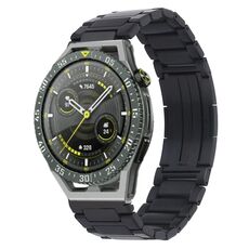 Per Huawei Watch GT3 SE cinturino pieghevole in acciaio inossidabile con fibbia pieghevole a forma di H (nero)