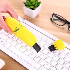 Mini spazzola per la pulizia della tastiera USB per la rimozione della polvere del computer portatile (giallo)