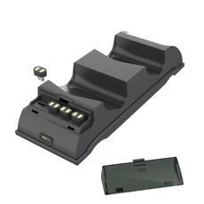 Per PS4 Slim / Pro Gamepad Docking Charger Controller Caricatore doppio con luci del display (nero)