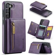 Per Samsung Galaxy S23+ DG.MING M5 Series Custodia per telefono in pelle staccabile con cerniera RFID multi card (viola)
