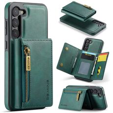Per Samsung Galaxy S23+ DG.MING Serie M5 Custodia per telefono in pelle staccabile con cerniera RFID multi card (verde)