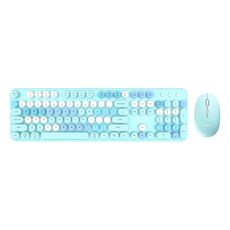 AULA AC306 Set combinato tastiera wireless retrò a 104 tasti + mouse (blu colorato)