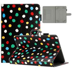 Custodia per tablet in pelle con motivo a pois da 8 pollici (punto colorato nero)