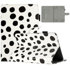 Custodia per tablet in pelle con motivo a pois da 8 pollici (punto bianco nero)