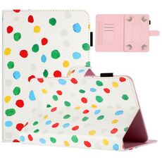 Custodia per tablet in pelle con motivo a pois da 10 pollici (punto colorato bianco)