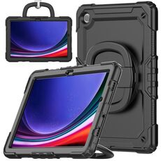 Custodia per tablet PC idrica in silicone per Samsung Galaxy Tab A9+ con tracolla (nera)