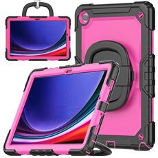 Custodia per tablet PC idrica in silicone per Samsung Galaxy Tab A9+ con tracolla (rosa rossa)