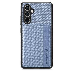 Custodia per telefono con blocco RFID per porta carte magnetiche in fibra di carbonio Samsung Galaxy S23 FE 5G (blu)