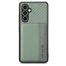 Custodia per telefono con blocco RFID per porta carte magnetiche in fibra di carbonio Samsung Galaxy S23 FE 5G (verde)