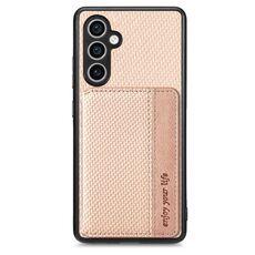 Custodia per telefono con blocco RFID per porta carte magnetiche in fibra di carbonio per Samsung Galaxy S23 FE 5G (cachi)