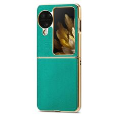Custodia per telefono antiurto galvanica in pelle Flip Litchi per OPPO Find N3 (verde)