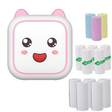 Mini stampante termica portatile per etichette fotografiche Bluetooth C26, specifiche: rosa+5 carta+5 adesivi+3 carta colorata