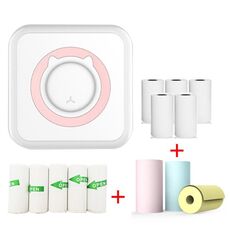 Stampante termica per etichette fotografiche senza inchiostro Bluetooth Mini Student, specifiche: rosa+5 adesivi+5 carta+3 carta colorata