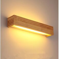 Lampada da parete a LED in legno massello da 55 cm Lampada da comodino per camera da letto Lampada da parete per corridoio (luce bianca)