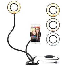 Anello luminoso per selfie da 6 pollici con supporto per cellulare Bracci flessibili rotanti a 360° per streaming live